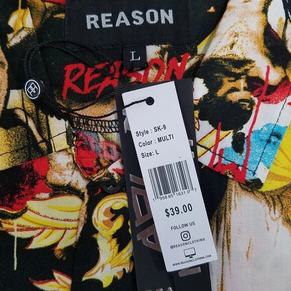 Reason King of Kings Button Up Shirt Mens Size Large - Picture 3 of 5